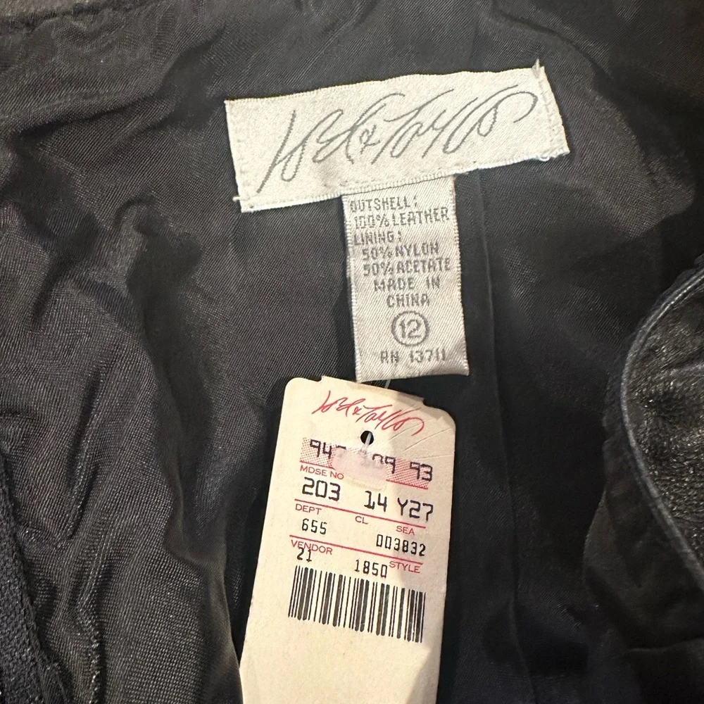 Leather Black Bikercore Goth Club Y2K Lord & Taylor Lined Pencil Skirt 12